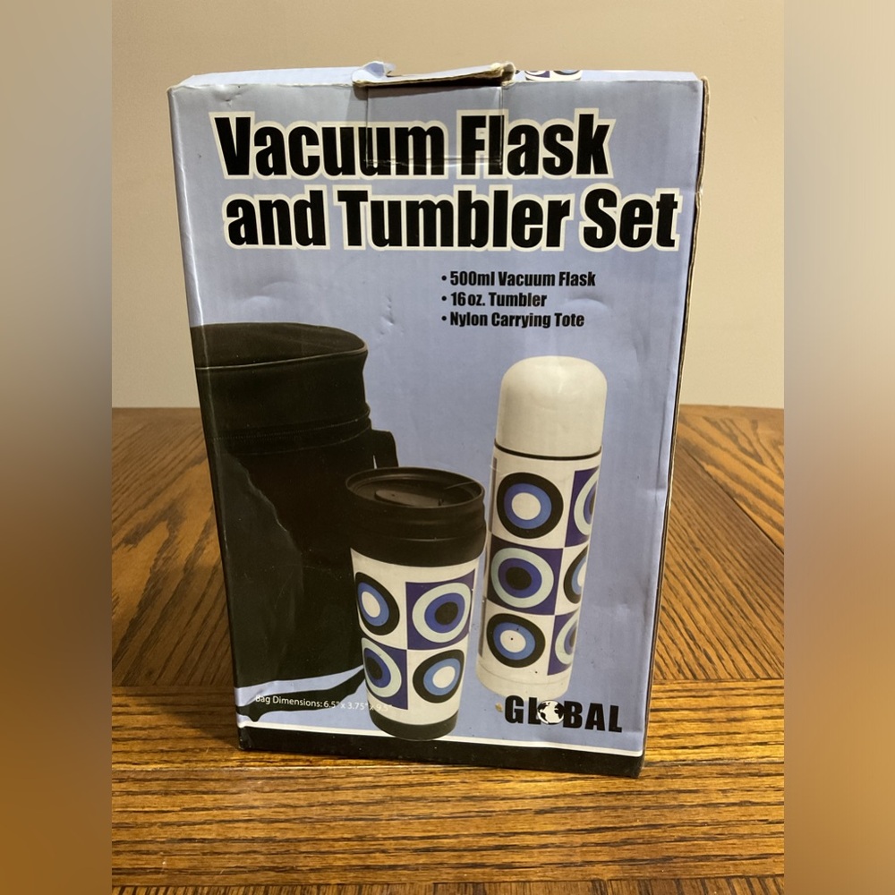 Vacuum Flask & Tumbler Set in case with strap